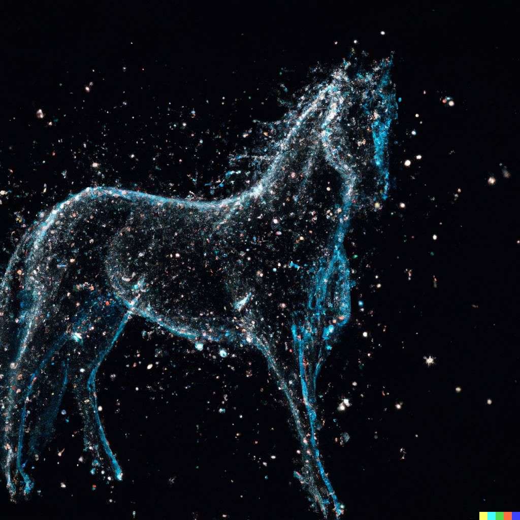 a horse, particle simulation, Octane render